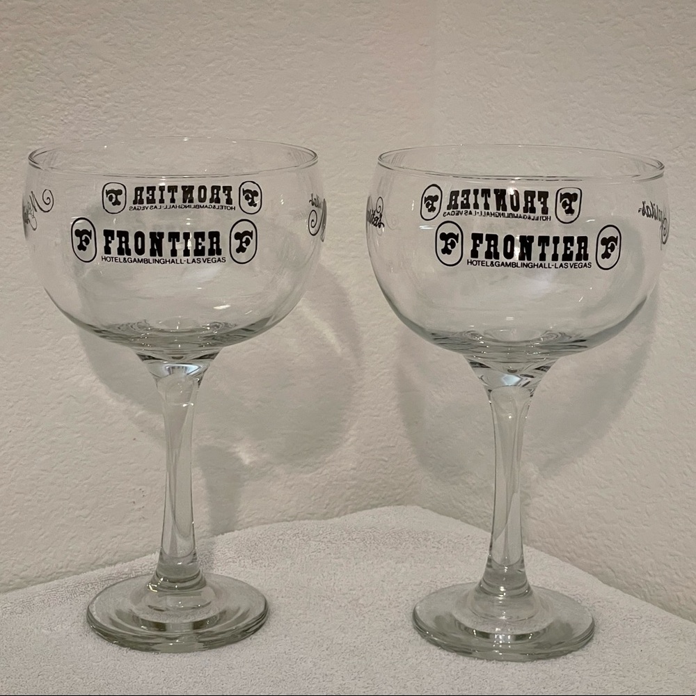 Two Huge Frontier Hotel Margarita Glasses